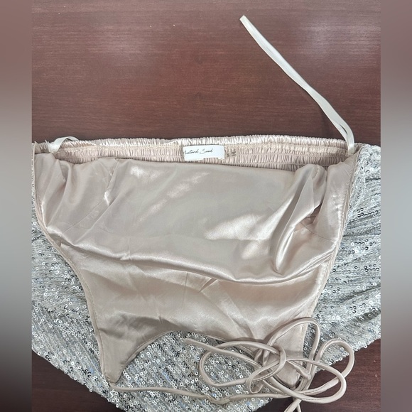 Gold Sequin Cami Wrap Crop Top - Picture 3 of 5